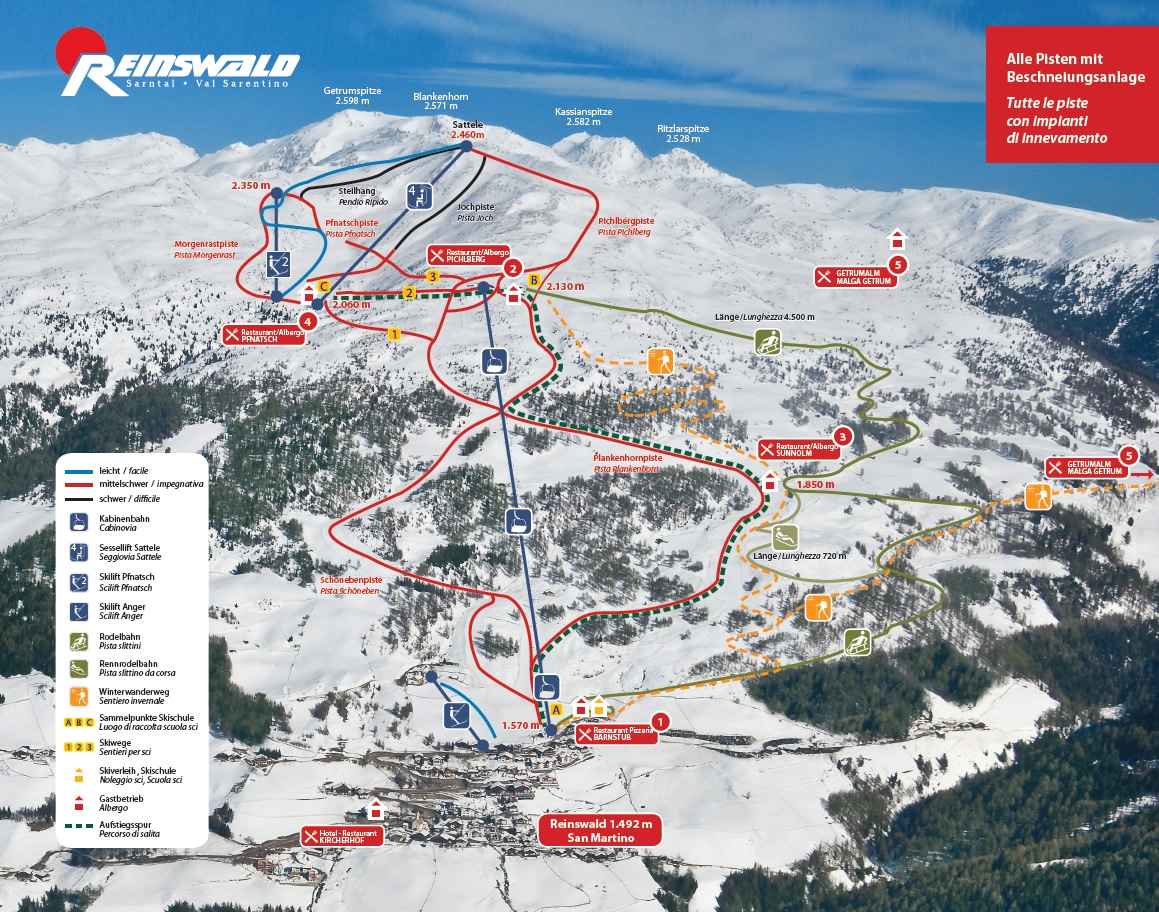 Reinswald - mapa sjezdovek